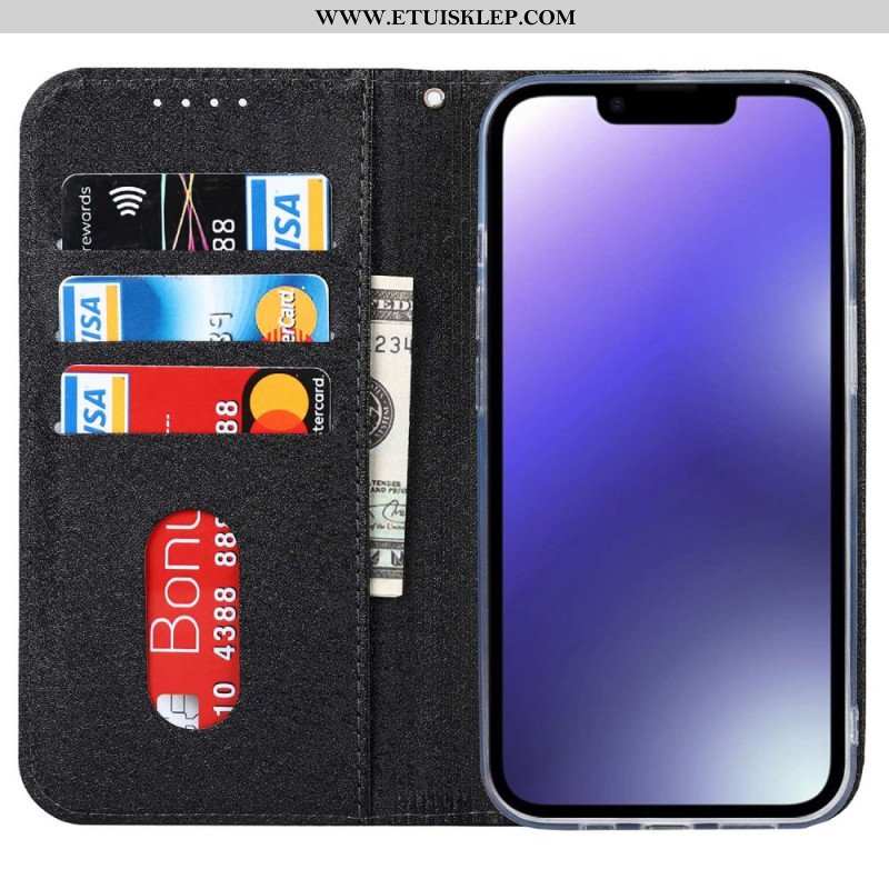 Etui Na Telefon do iPhone 14 Plus Etui Folio Styl Z Miękkiej Skóry Z Paskiem